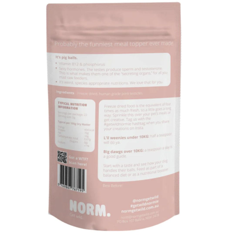 Norm Pork Testes Meal Topper - Back | PeekAPaw Pet Supplies