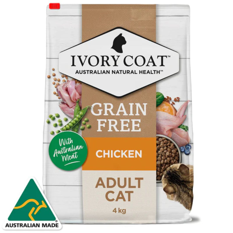 Ivory Coat Grain Free Adult Dry Cat Food Chicken - 4kg | PeekAPaw Pet Supplies