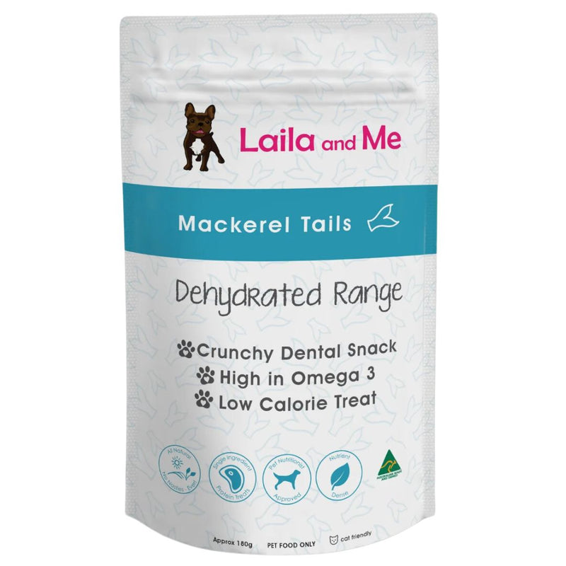 Laila & Me Dehydrated Range Cat & Dog Treats Mackerel Tails  | PeekAPaw Pet Supplies