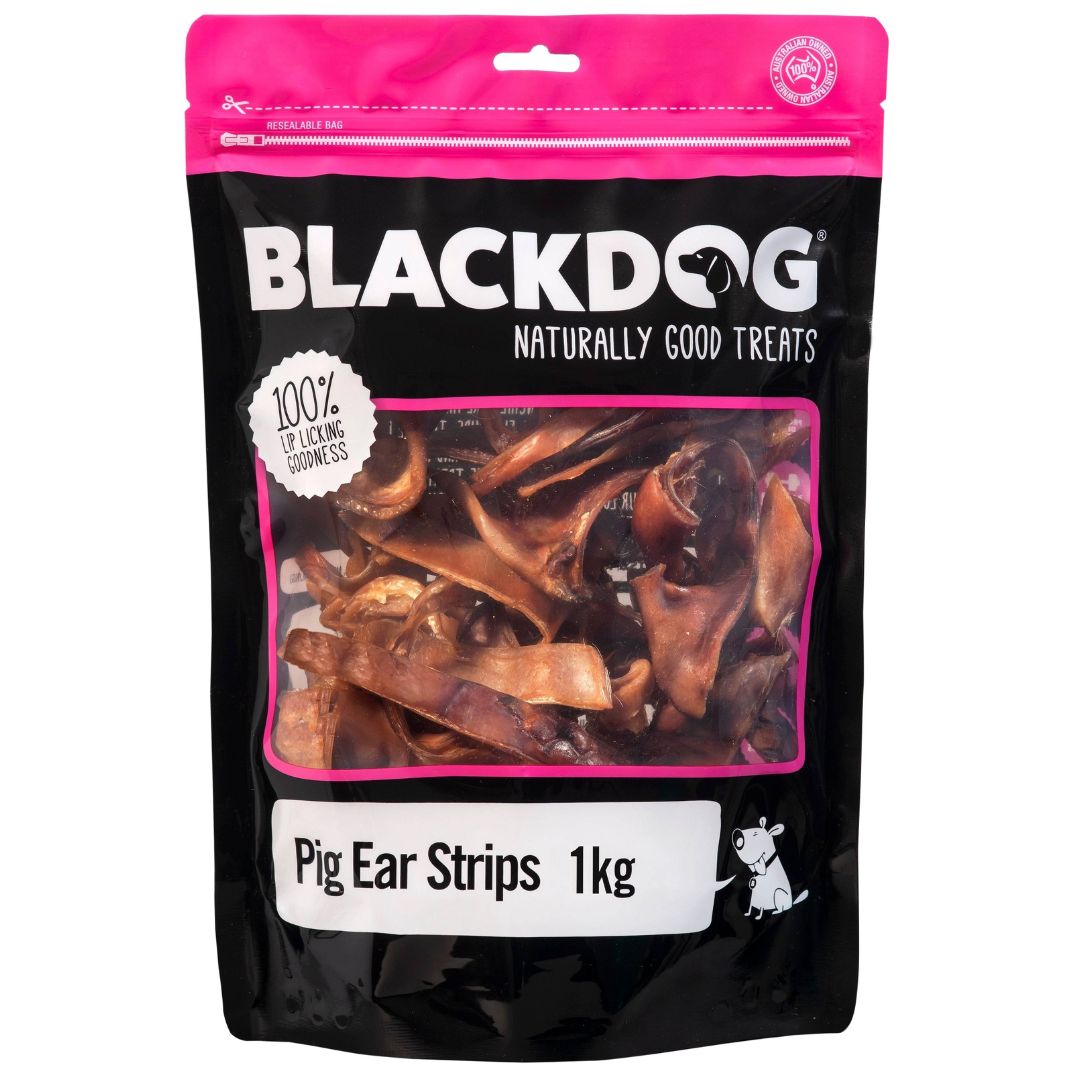 Blackdog Pigs Ears Strips Dog Treats - 1kg | PeekAPaw Pet Supplies