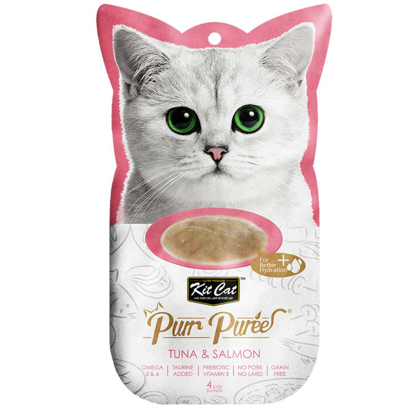 Kit Cat Purr Puree Cat Treats Tuna & Salmon - 15g x 4 | PeekAPaw Pet Supplies