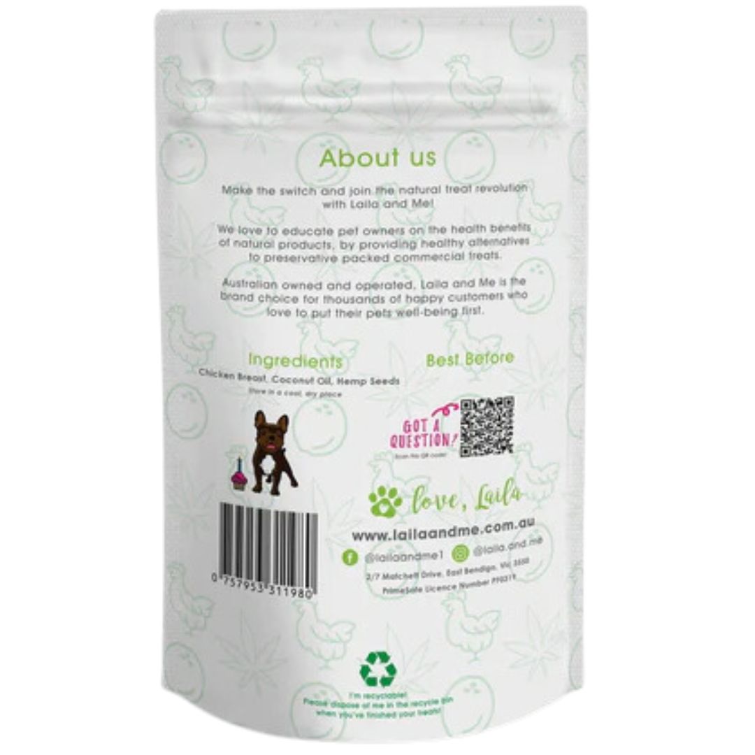 Laila & Me Dehydrated Range Dog Treats Coco And Hemp Chicken | PeekAPaw Pet Supplies