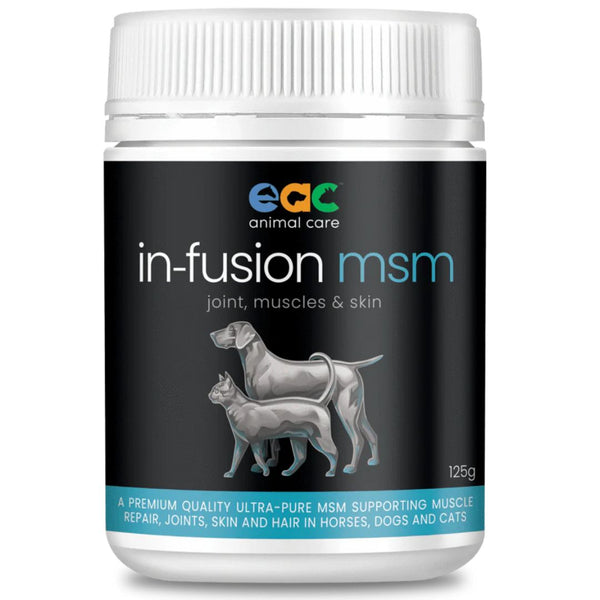 EAC Animal Care in-Fusion MSM - Ultra Pure Methylsulfonylmethane Joint Supplement for Horses, Dogs & Cats - 125g | PeekAPaw Pet Supplies