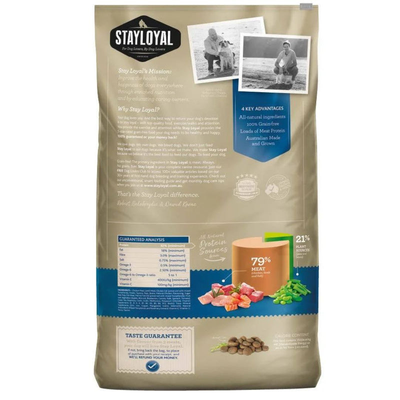 Stay Loyal Grain Free Dry Dog Food Chicken Lamb & Fish - Back | PeekAPaw Pet Supplies