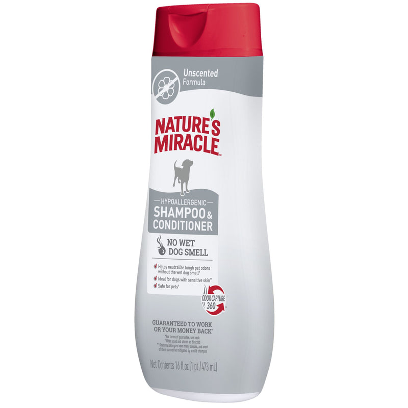 Nature's Miracle Hypoallergenic Shampoo & Conditioner - Unscented for Dogs - 473ml | PeekAPaw Pet Supplies