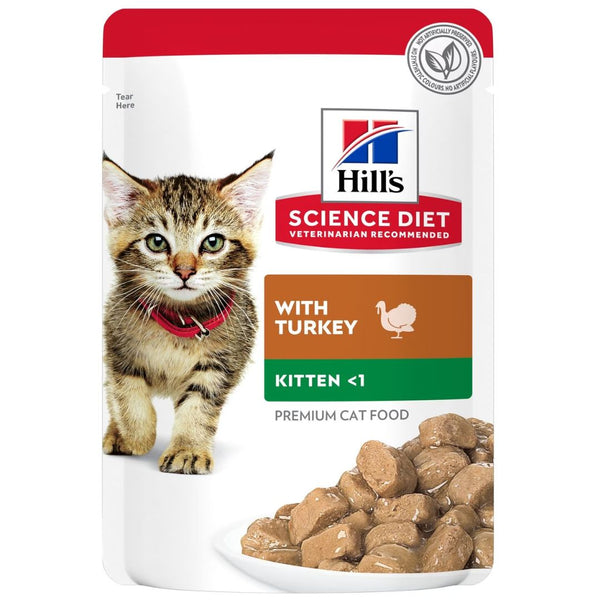 Hill's Science Diet Cat Food in Pouches Kitten with Turkey - 85g x 12 | PeekAPaw Pet Supplies