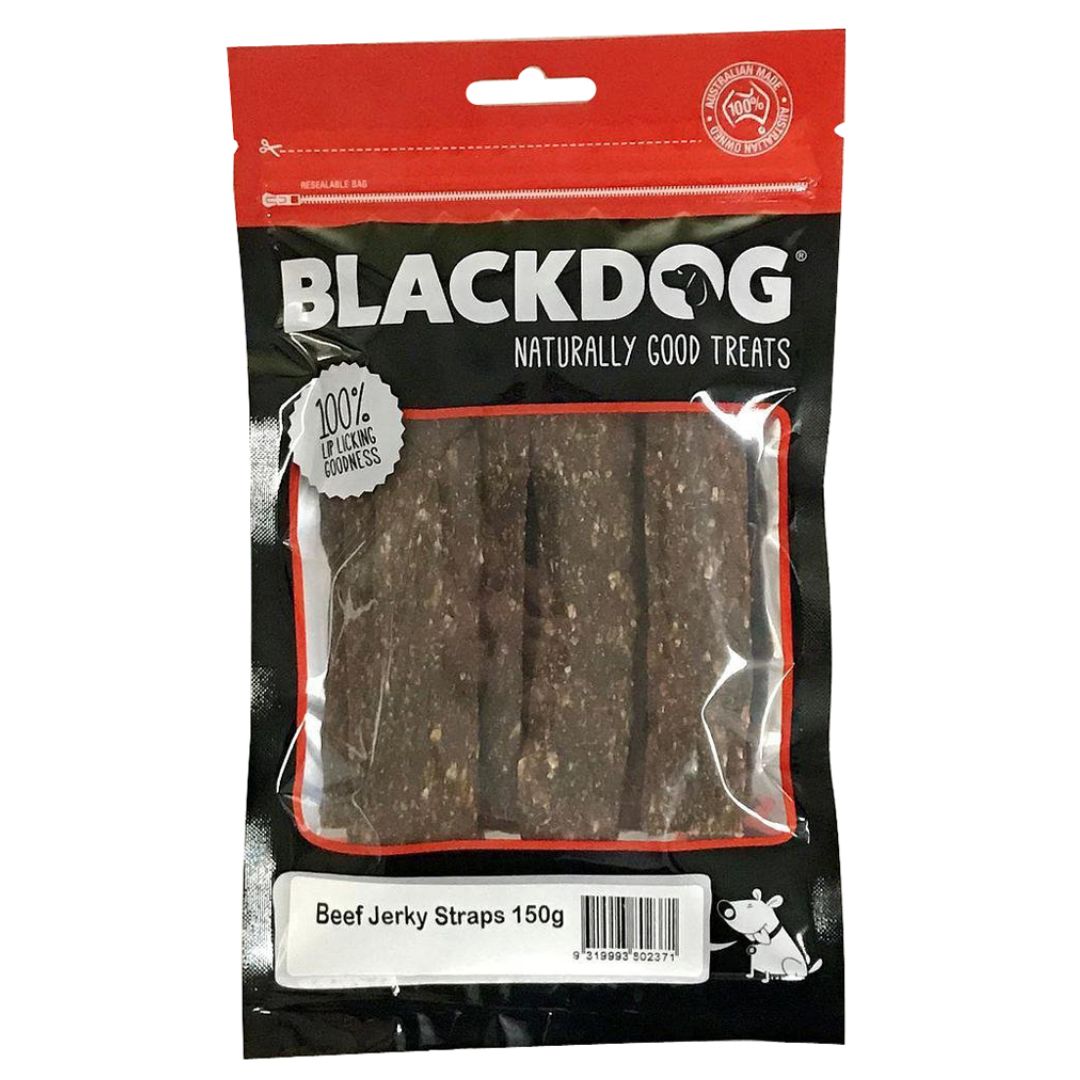 Blackdog Beef Jerky Straps Dog Treats - 150 | PeekAPaw Pet Supplies