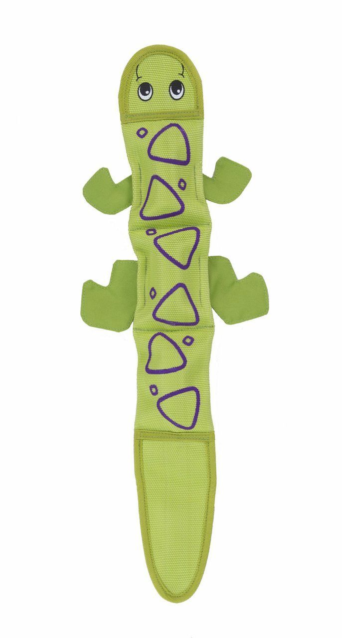Outward Hound Fire Biterz Lizard Dog Toy - 3 Squeaker - Green | PeekAPaw Pet Supplies