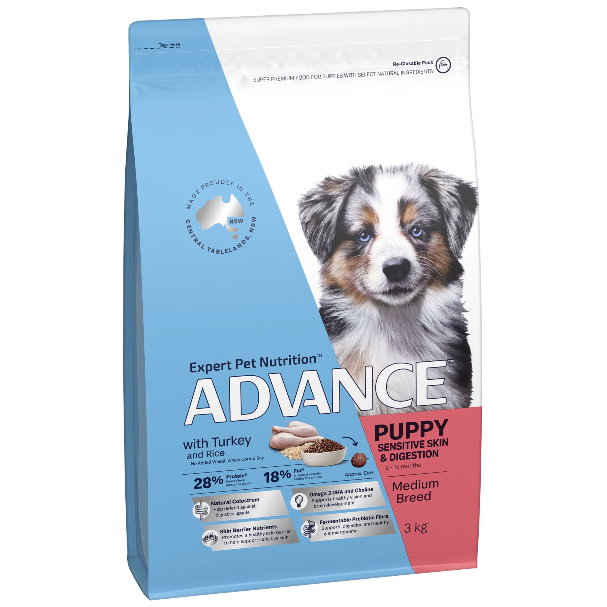 ADVANCE Dry Dog Food Medium Breed Puppy Turkey and Rice