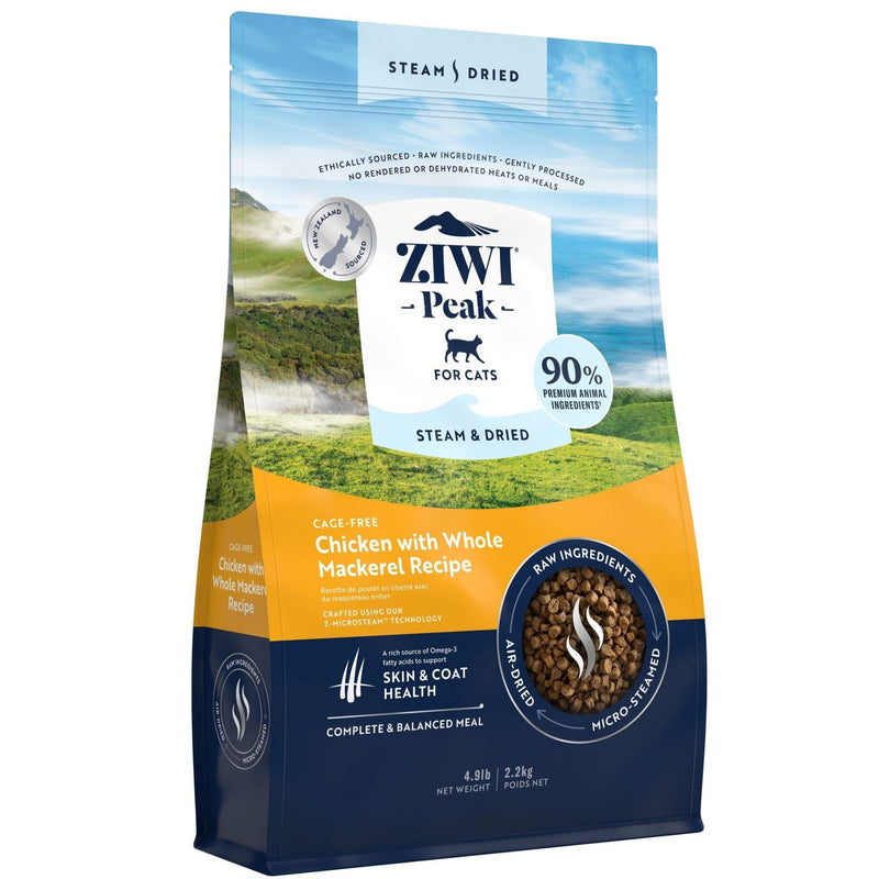 Ziwi Peak Steam and Dried Cat Food Cage-Free Chicken with Whole Mackerel