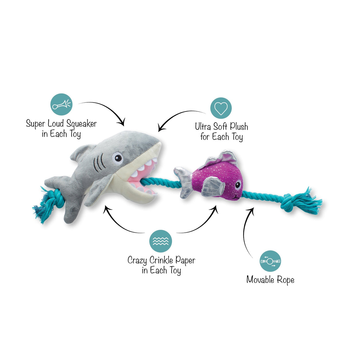 Fringe Studio Plush Squeaker Dog Toy - Shark Bait — alternate view