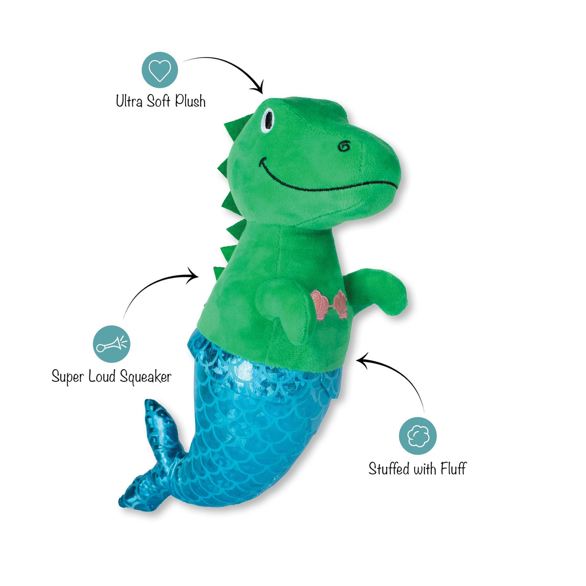 Fringe Studio Plush Squeaker Dog Toy - Mer Rex — alternate view