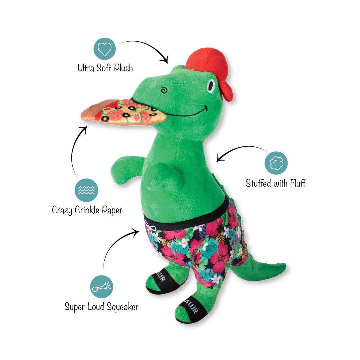 Fringe Studio Large Plush Dog Toy - Pizzasaurus Rex — alternate view