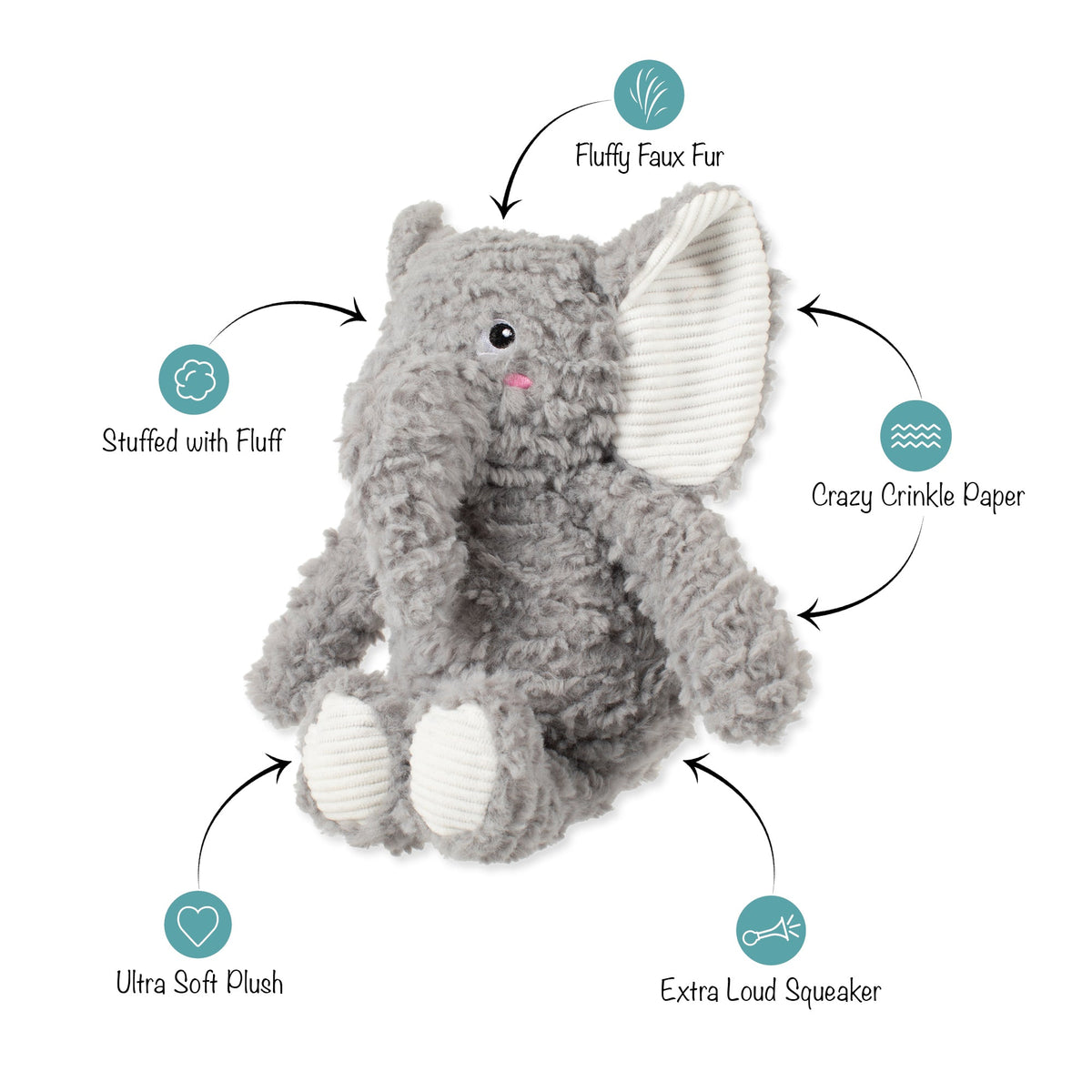 Fringe Studio Plush Squeaker Dog Toy - Love You A Ton — feature callouts