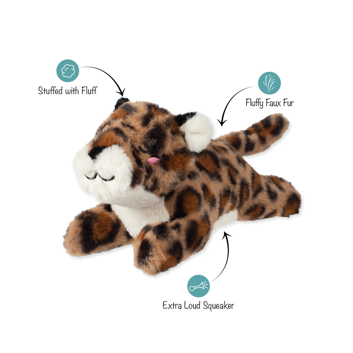 Fringe Studio Plush Squeaker Dog Toy - You're Spot on — feature callouts