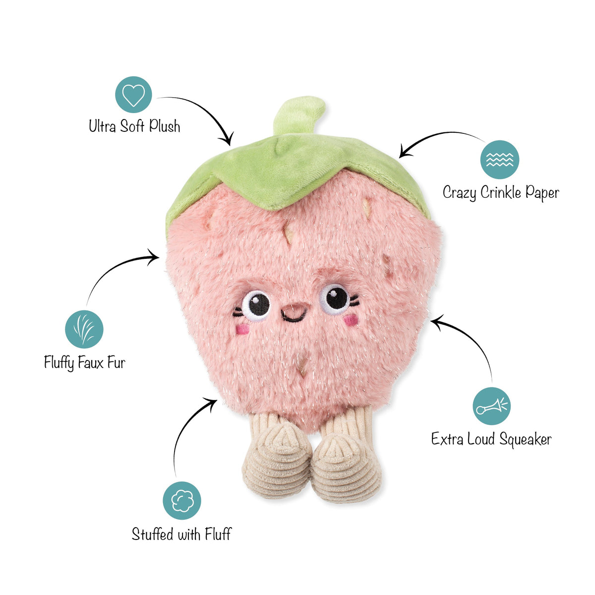 Fringe Studio Plush Squeaker Dog Toy - You're My Jam — feature callouts