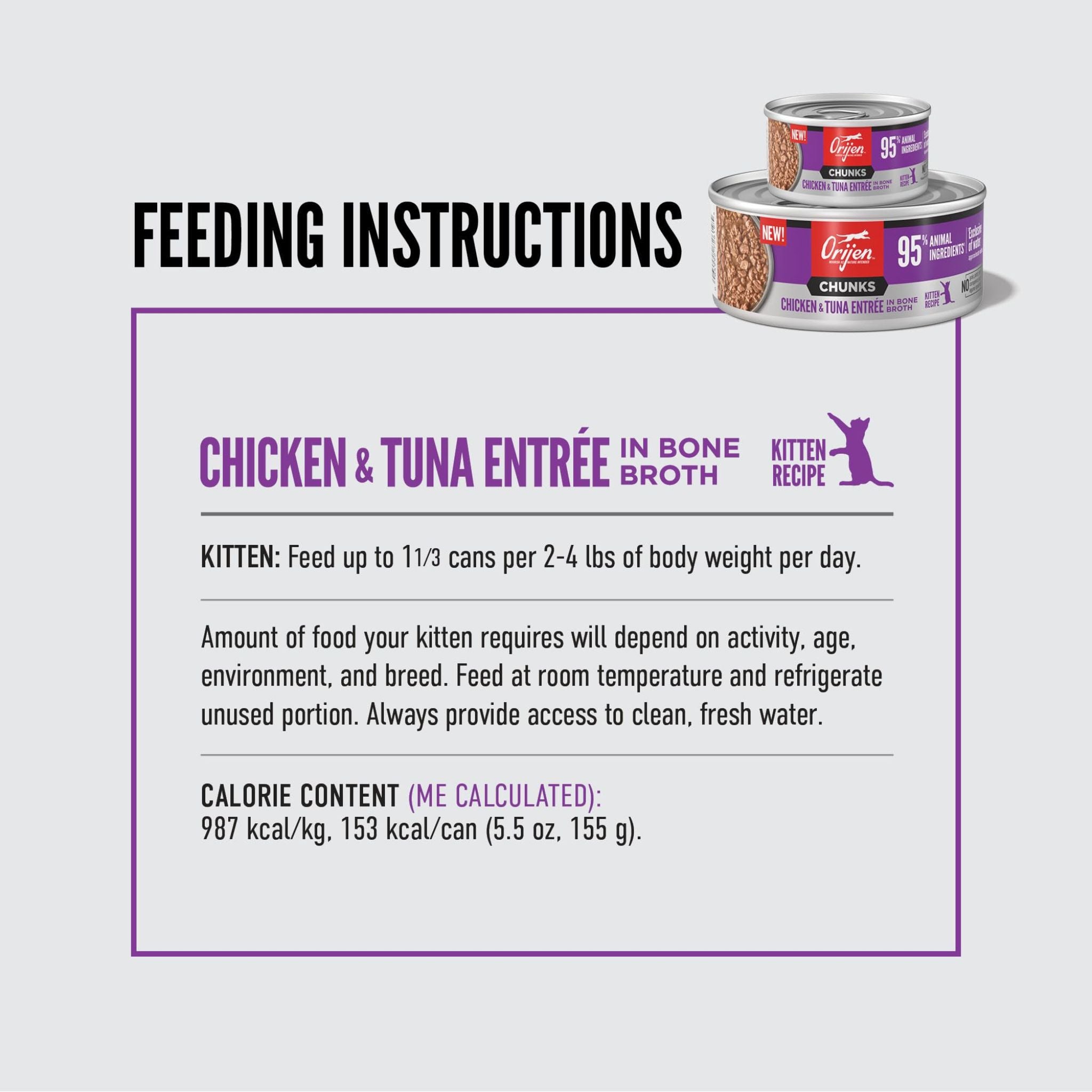 Orijen Wet Kitten Food Chunks & Shreds Chicken and Tuna Entree