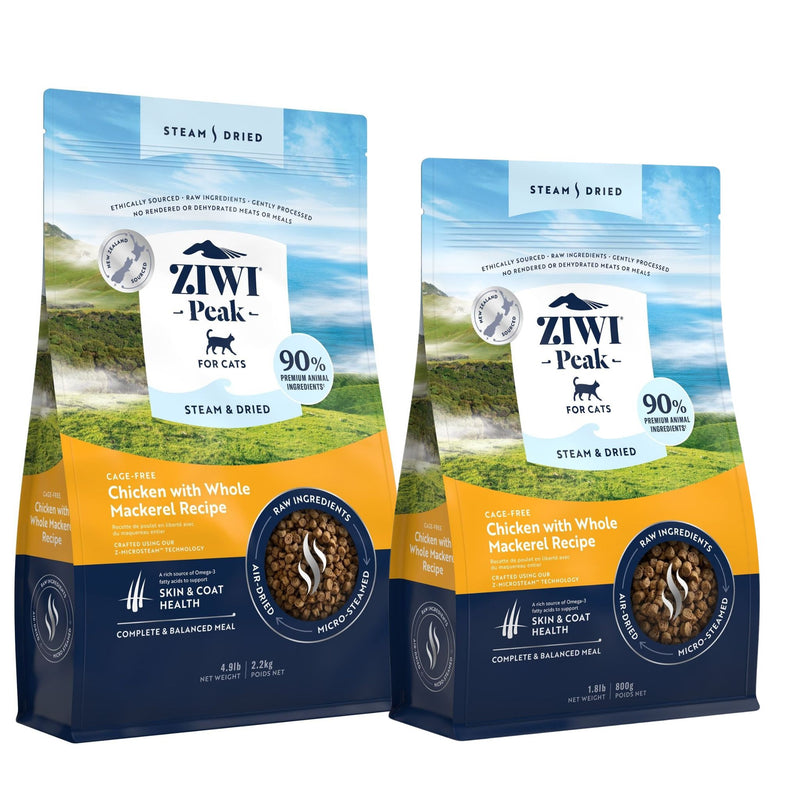 Ziwi Peak Steam and Dried Cat Food Cage-Free Chicken with Whole Mackerel