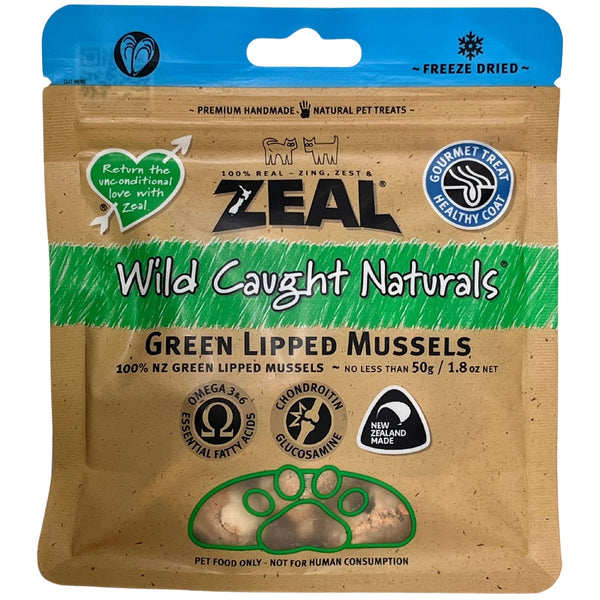 Zeal Pet Treats Freeze Dried Green Lipped Mussels 50g | PeekAPaw Pet Supplies