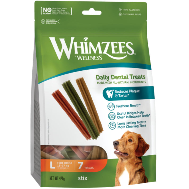 Whimzees Dental Dog Treats Stix Large 7 | PeekAPaw Pet Supplies