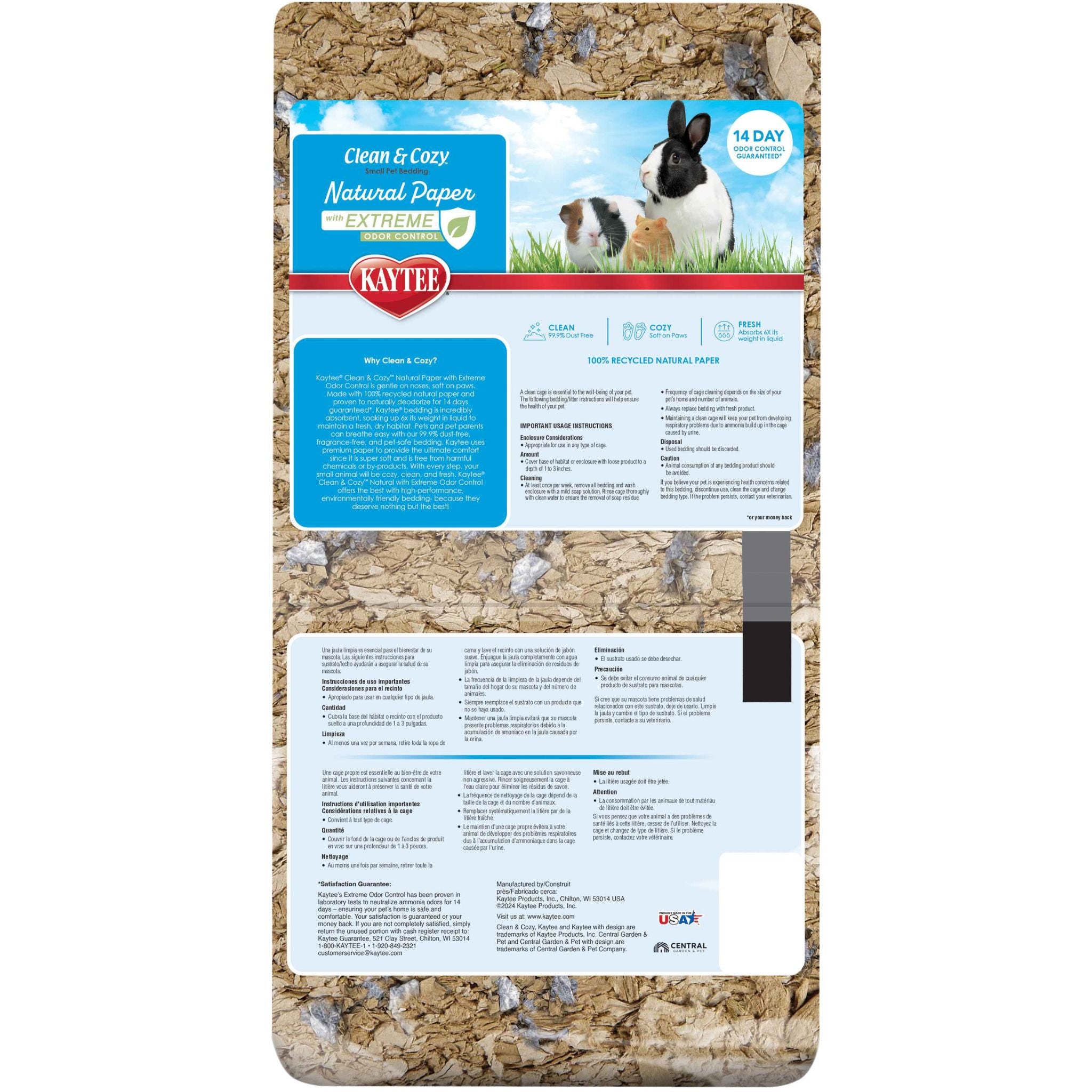 Kaytee Clean & Cozy Natural Paper with Extreme Odor Control Bedding