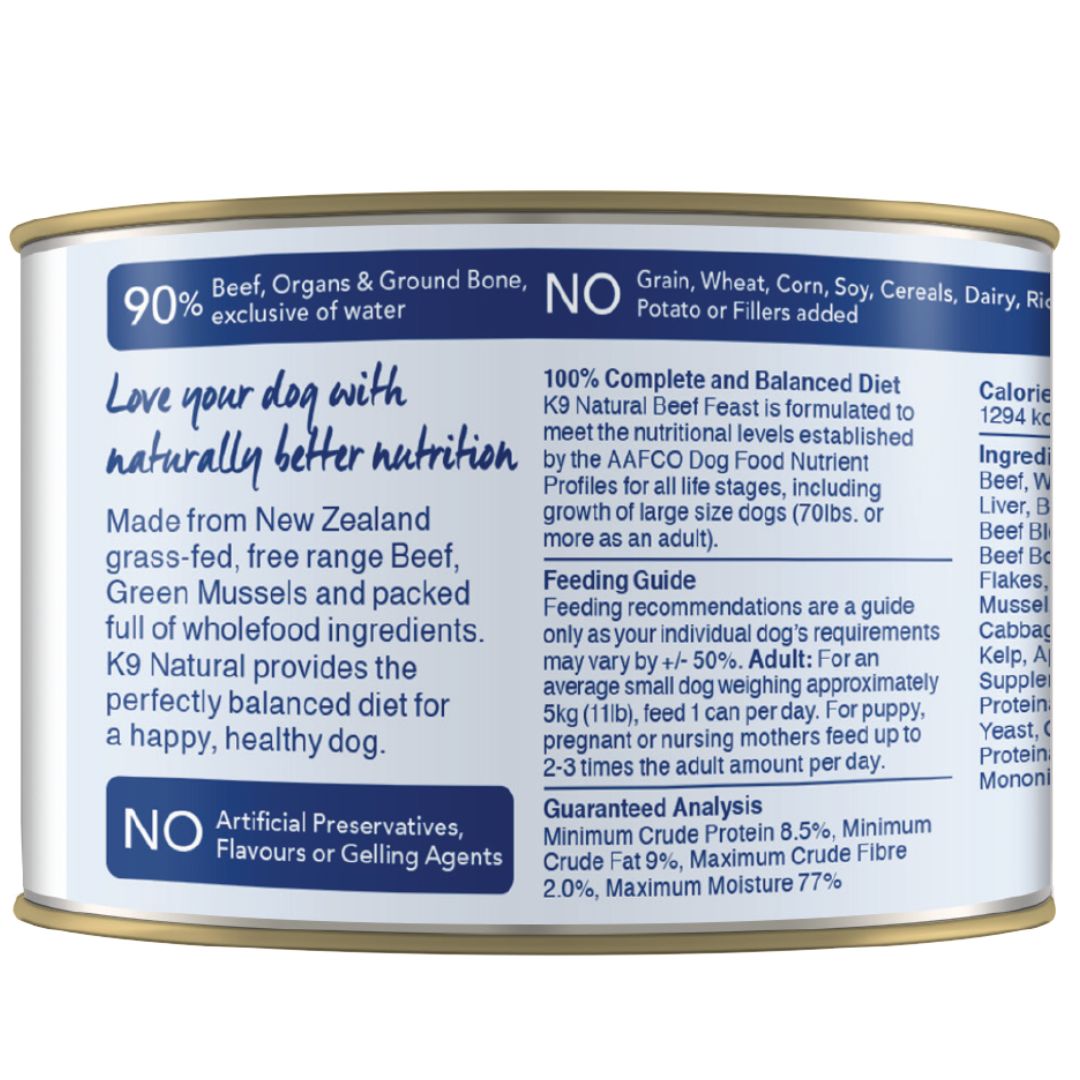 K9 Natural Canned Beef Feast Wet Dog Food