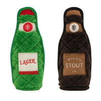 Zippy Paws Z-Stitch Happy Hour Crusherz plush dog toys: a lager and a stout bottle
