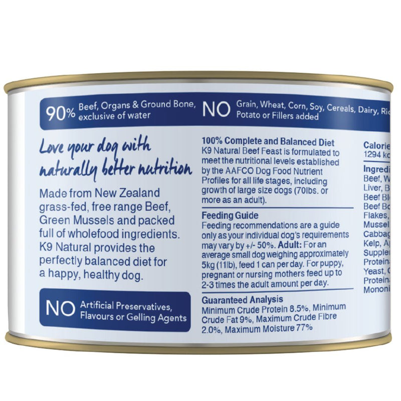 K9 Natural Canned Beef Feast Wet Dog Food