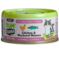 YumGuard Chicken & Mackerel Mousse adult cat food, front of the 80g x 12 pack