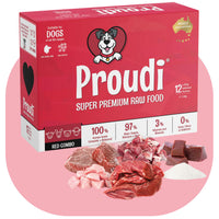 Proudi Red Combo Raw Patties for Dogs, 2.4kg box of frozen red meat raw dog food
