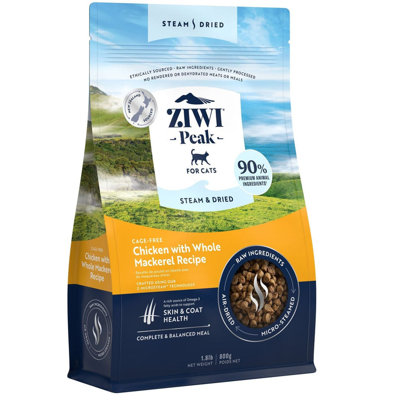 Ziwi Peak Steam and Dried Cat Food Cage-Free Chicken with Whole Mackerel