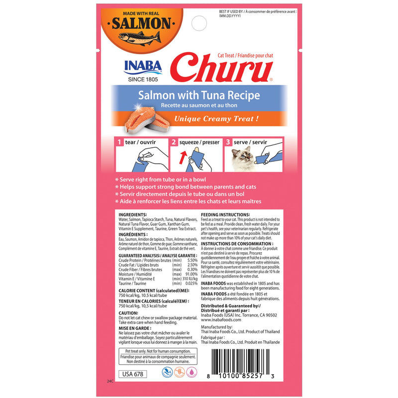 Inaba Cat Treat Churu Puree Salmon Tuna