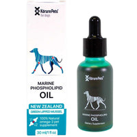 Korure Pets Marine Phospholipid Oil for dogs, 30 ml carton with a dog graphic beside its bottle.