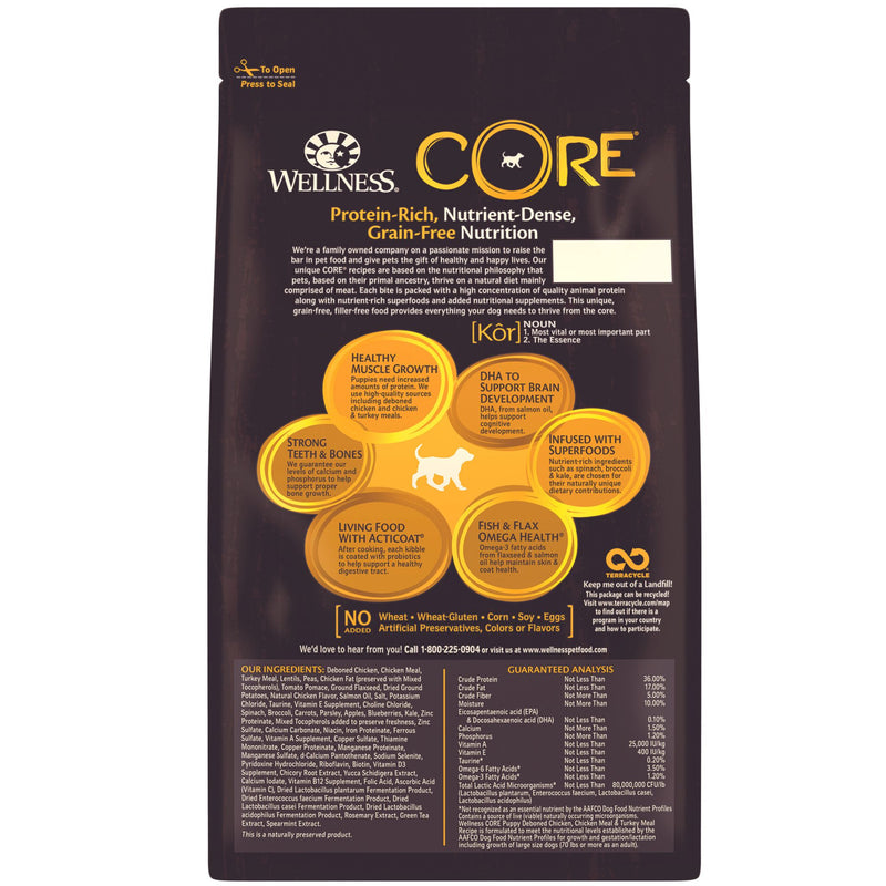 Wellness Core Dry Dog Food Grain Free Puppy: Chicken & Turkey