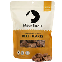 Meaty Treaty Beef Hearts 100g packaging front