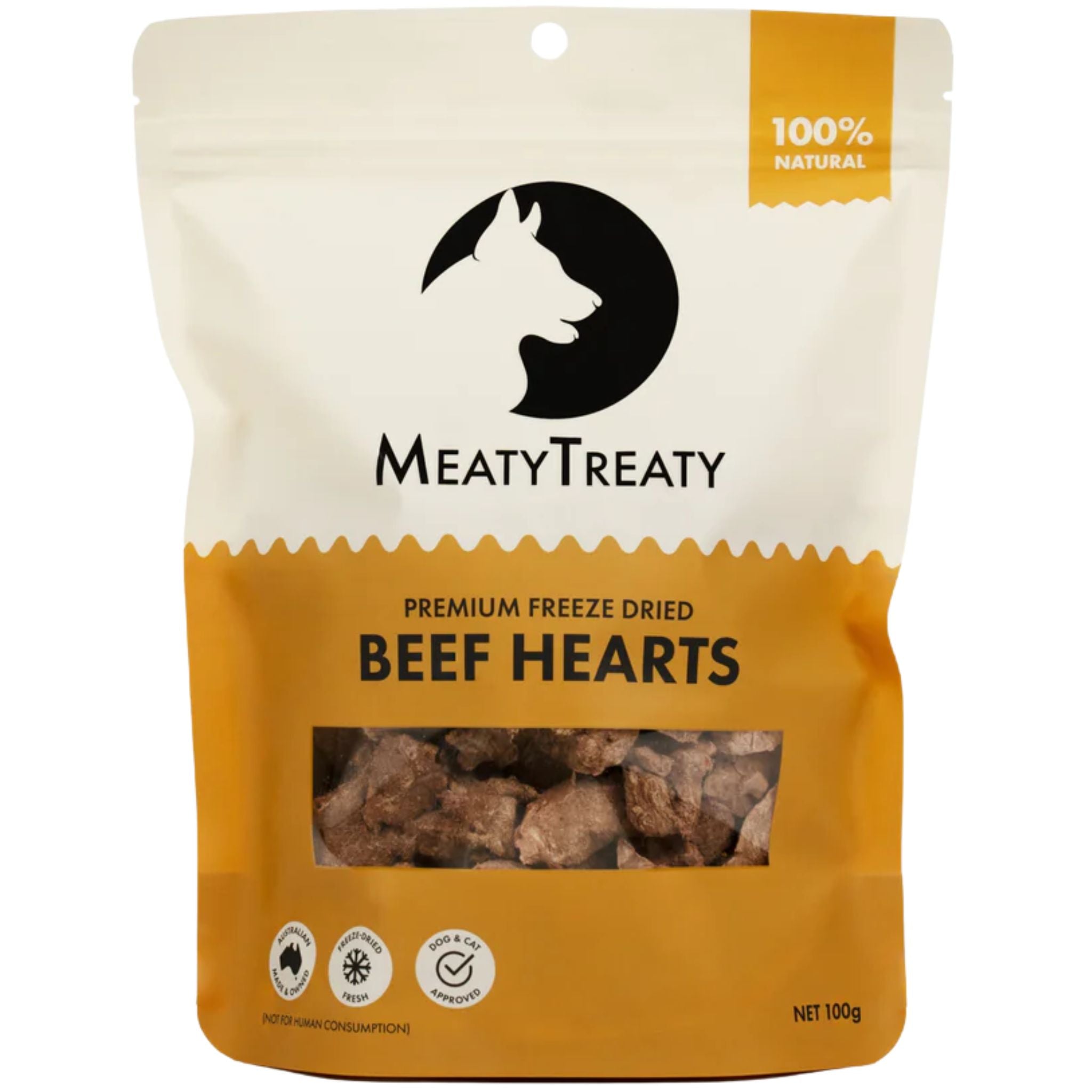 Meaty Treaty Freeze Dried Beef Hearts Cat & Dog Treats