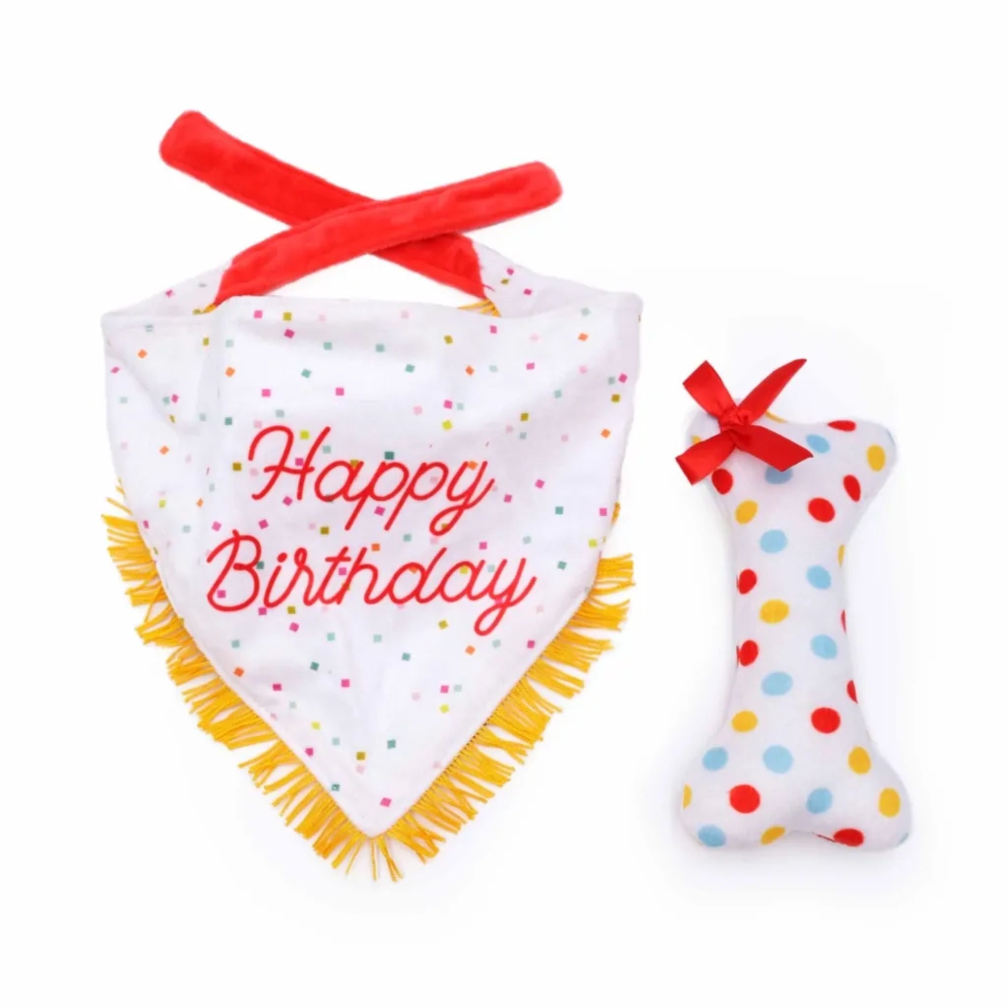 Zippy Paws Birthday Gift Set for Dogs - 2 Pack Bandana & Bone