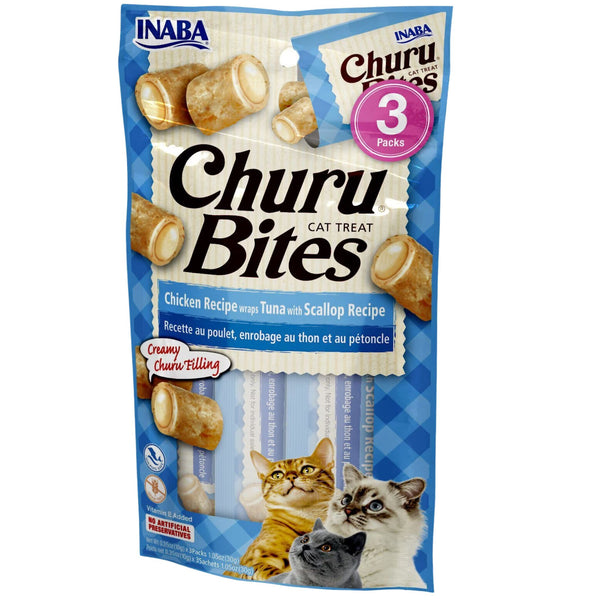Inaba Cat Treat Churu Bites Chicken Wraps Tuna Scallop