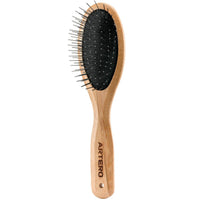 Artero Nature Collection metal pin brush, oval bamboo handle with a black cushion pad and metal pins