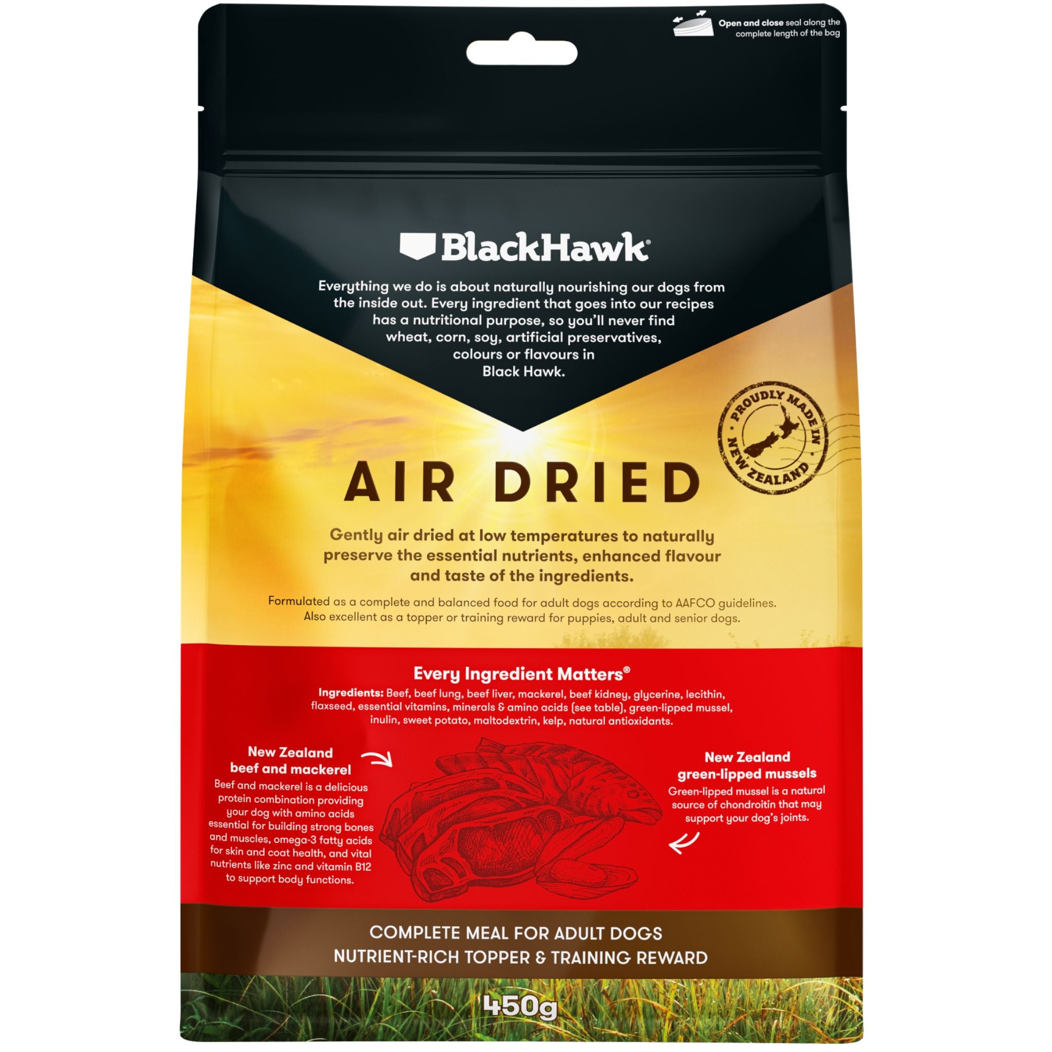Black Hawk Beef & Mackerel Air Dried Adult Dog Food