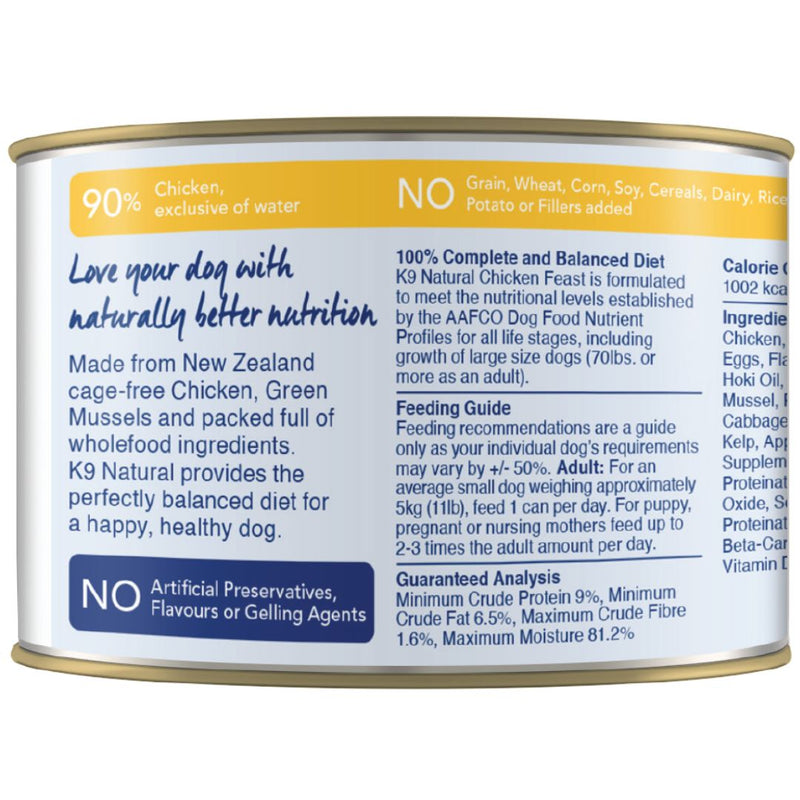 K9 Natural Canned Chicken Feast Wet Dog Food
