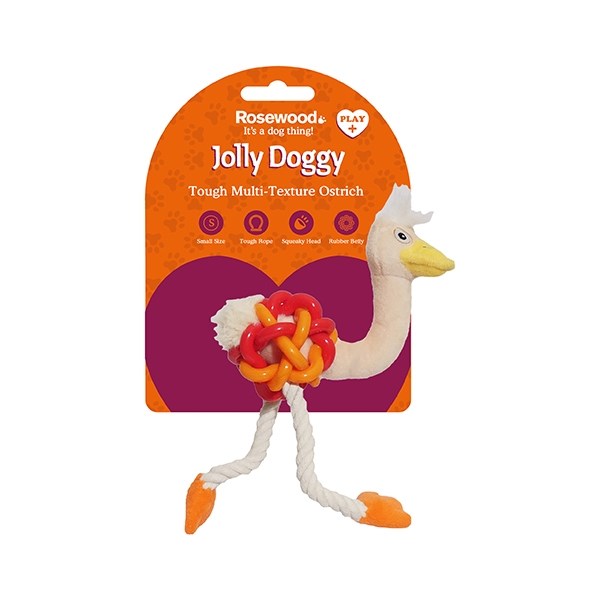 Rosewood Dog Toys Jolly Doggy Tough Multi Texture Ostrich