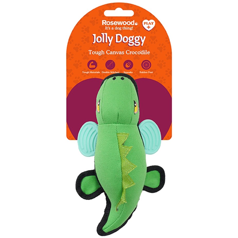 Rosewood Dog Toys Tough Canvas Crocodile with Rubber Feet
