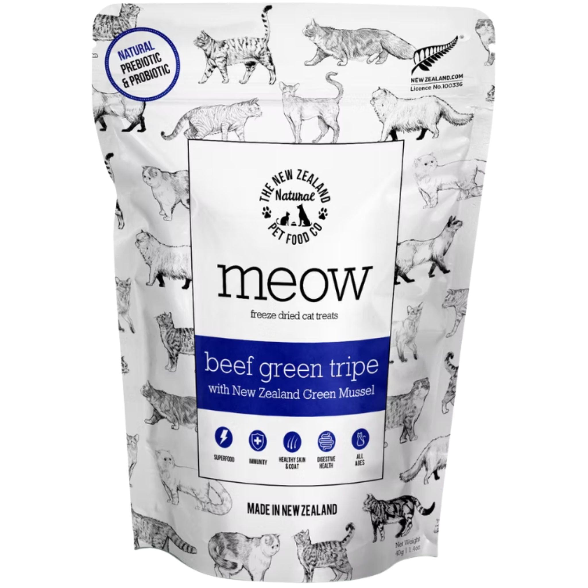 The New Zealand Natural Meow Freeze Dried Cat Treat Beef Green Tripe