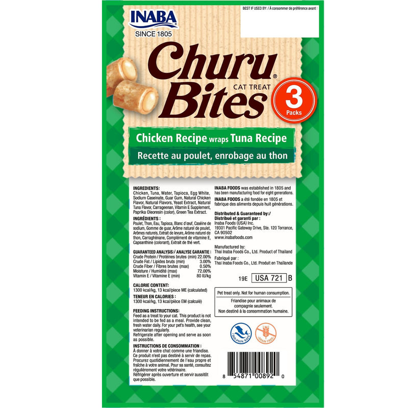 Inaba Cat Treat Churu Bites Chicken Wraps with Tuna