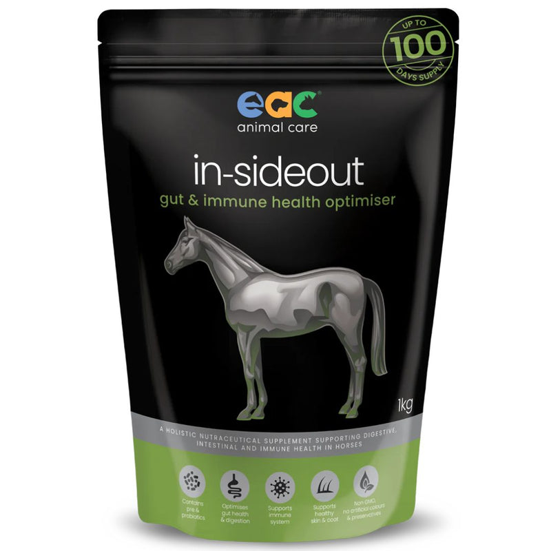EAC Animal Care in-Sideout Horse - Pre & Probiotic, Nutraceutical & Gut Health Supplement for Horses & Ponies - 1kg | PeekAPaw Pet Supplies