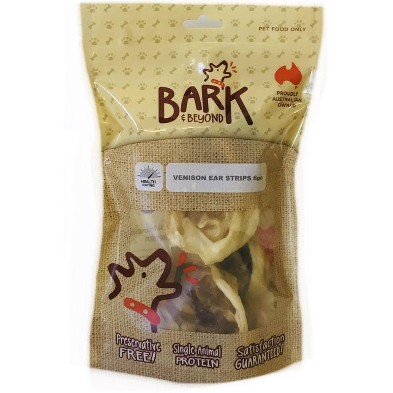 Bark & Beyond Venison Ear Strips - 6pc | PeekAPaw Pet Supplies