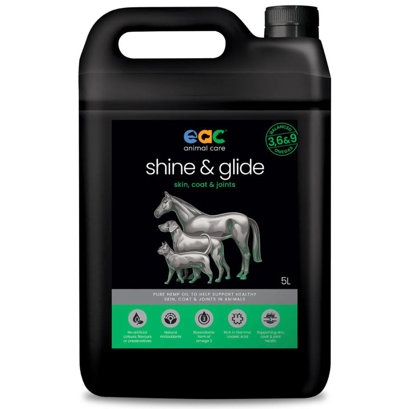 EAC Animal Care Shine & Glide - Pure Hemp Oil To Help Support Healthy Skin, Coat & Joints in Horses, Dogs and Cats - 5L | PeekAPaw Pet Supplies