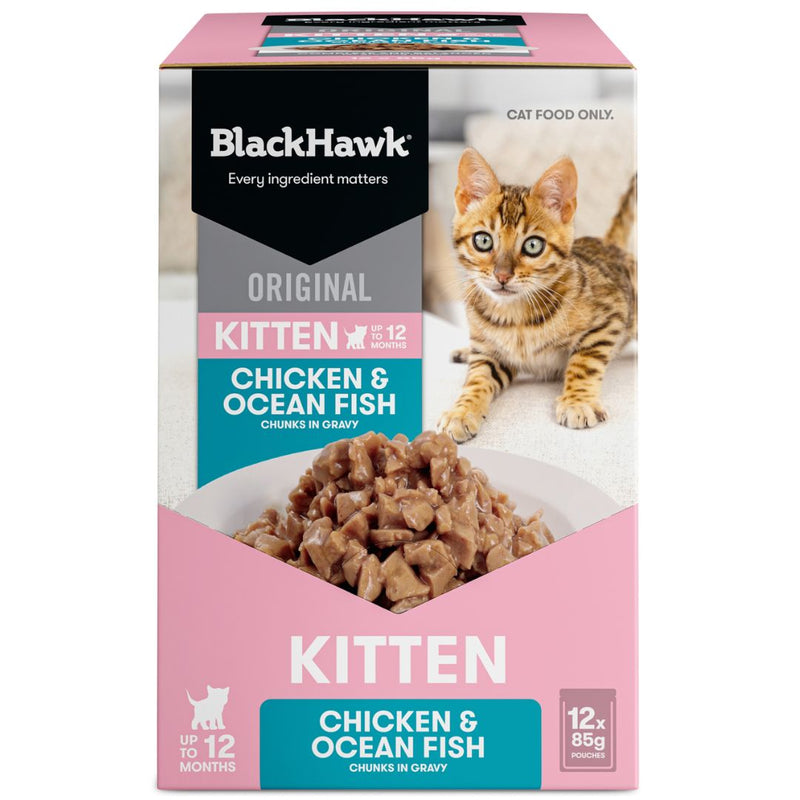 Black Hawk original Kitten Wet Cat Food Chicken & Ocean Fish | PeekAPaw Pet Supplies