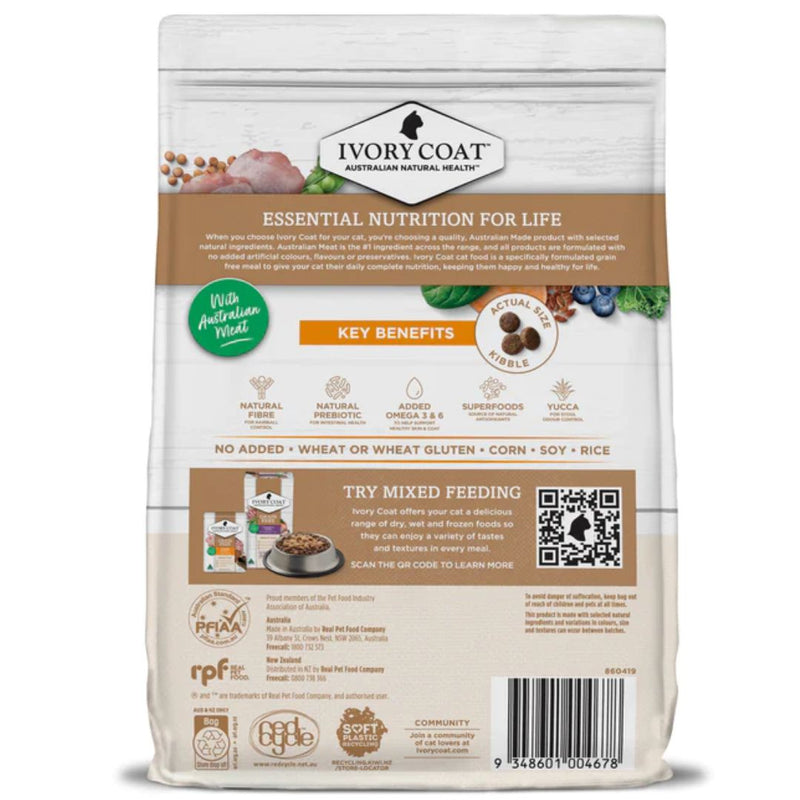 Ivory Coat Grain Free Adult Dry Cat Food Chicken - Back| PeekAPaw Pet Supplies